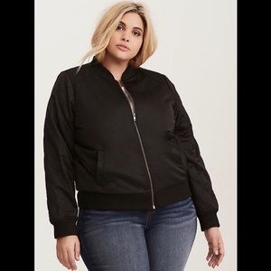 Torrid Quilted Satin Bomber Jacket